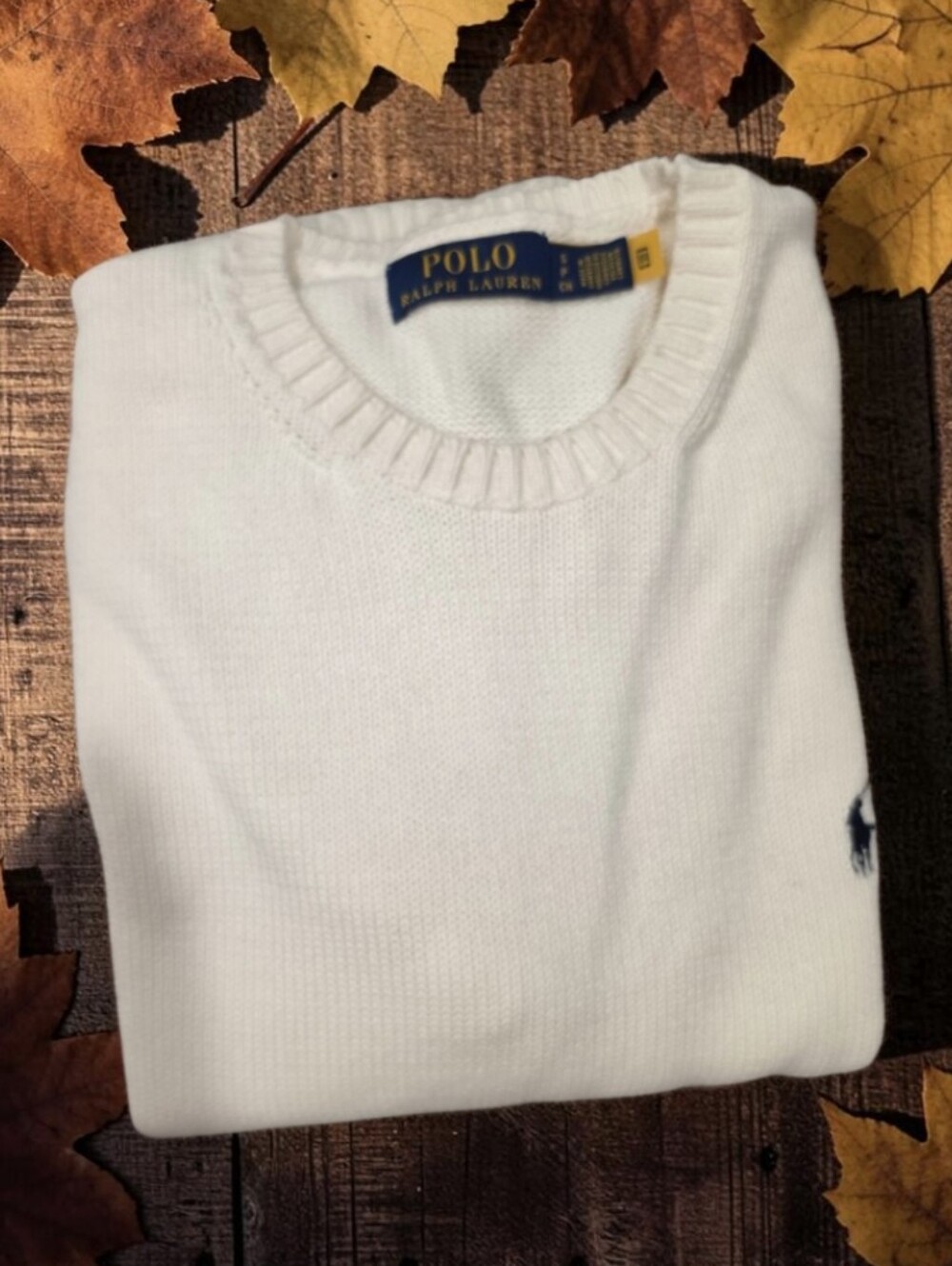 Polo by Ralph Lauren Men's White Crewneck Sweater Size-Small
